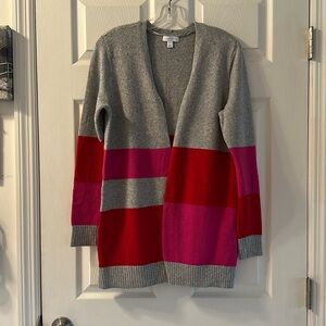 Charter Club (M) gray, pink & red cardigan.